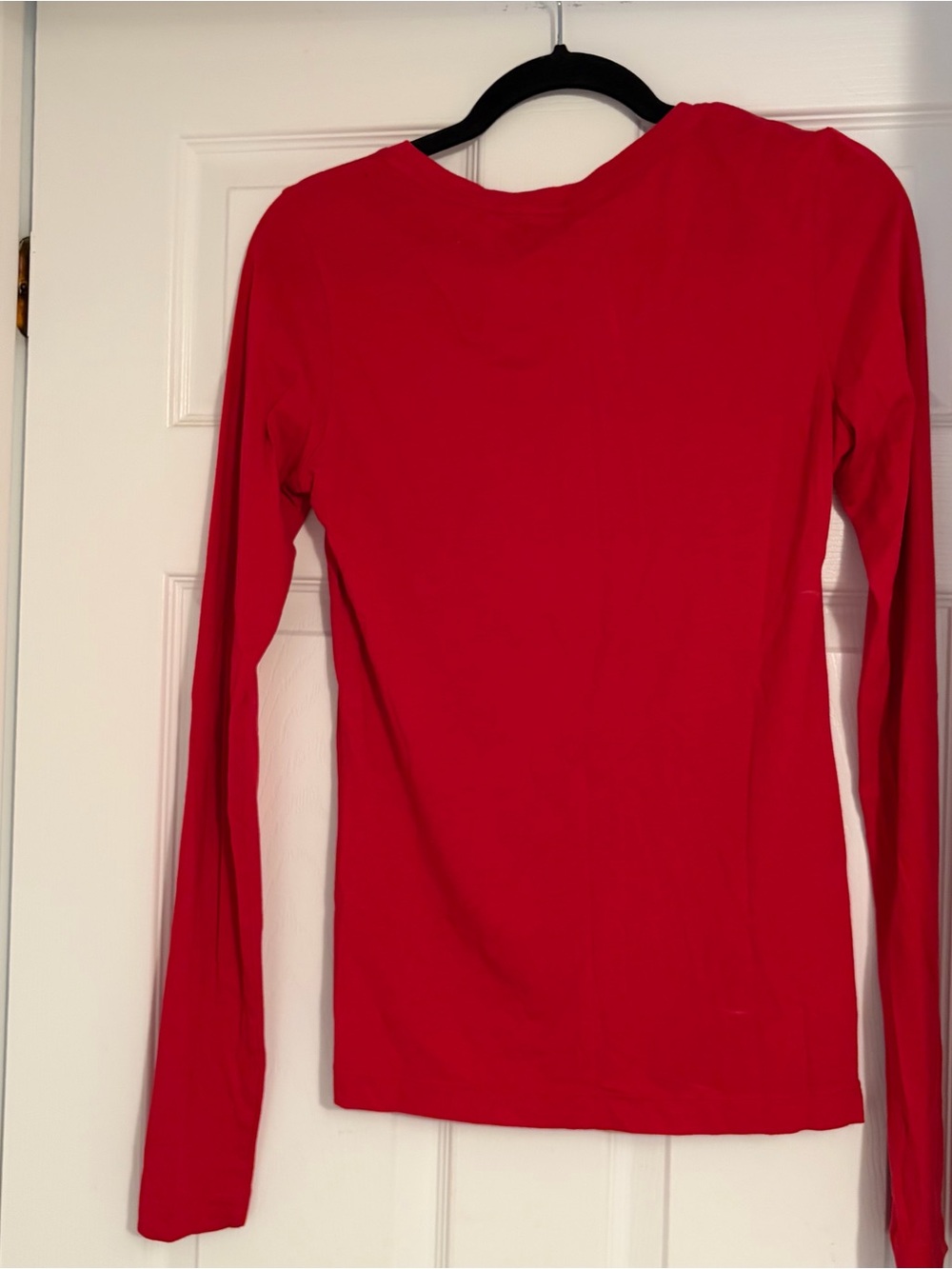 Lacoste Red V-Neck Long Sleeve Women's Top - Picture 6 of 7
